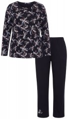 Ulla Popken 856134 Pijama cu flori Neagră
