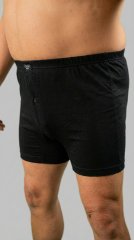 20 Nodi 935 Combed Cotton Jersey Boxer with Front Button Fly Black