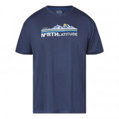 North Latitude Mountain T-Shirt V-Neck Albastru marin