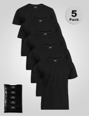 D555 Smartly Tricou guler rotund Neagră 5 bucăți