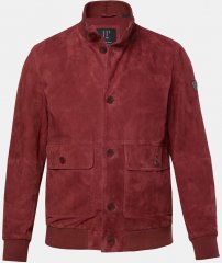JP1880 Leather Jacket Suede with Stand-up Collar Red
