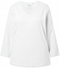 Ulla Popken Back To Basics V-Neck Relaxed Fit Cotton Tee Snow White