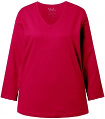 Ulla Popken Back To Basics V-Neck Relaxed Fit Cotton Tee Red