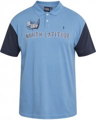 North Latitude 61131 Tricou Polo Pique cu Mâneci Contrast și Broderie Albastru