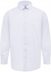 D555 Oliver Cămașă Elastică Cu Mânecă Lungă Rezistentă La Pete Fără Călcare Albă