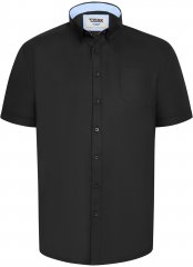D555 James Cămașă Oxford Cu Mânecă Scurtă TALL Neagră
