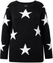 Ulla Popken Glitter Stars Soft Knit Sweater Black
