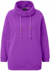Ulla Popken Drawstring Collar Long Sleeve Sweatshirt Purple