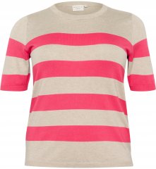 Kaffe Curve Lizzy Pulover în dungi Bej/Zmeură