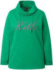 Ulla Popken HELLO Classic Fit Stand-Up Collar Sweatshirt Emerald Green
