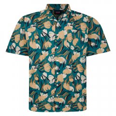 Espionage SH433 cămașă cu mânecă scurtă cu imprimeu floral abstract verde/taupe
