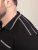 D555 Potts Jersey Polo With Jacquard Collar & Cuffs Negru - Tricouri polo - Tricouri Polo Bărbați Mărimi Mari