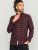 D555 Holton Dark Red Checked Flannel Shirt - Cămăși - Cămăși Bărbați Mărimi Mari