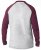 D555 KELTON Long Sleeve Raglan T-Shirt Grey/Burgundy - Tricouri - Tricouri Bărbați Mărimi Mari
