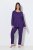 Ulla Popken 812441 Pijama cu mânecă lungă și dantelă Albastru regal - Pijamale/Haine de casă - 