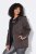 Ulla Popken 812880 Geacă tricotată din polar cu blăniță teddy Taupe - Haine fleece - 
