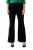 Ulla Popken 813306 Pantaloni de costum largi cu talie elastică Neagră - Pantaloni din material textil - Pantaloni evazați marimi mari
