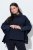 Ulla Popken 820620 Pulover poncho cu guler pe gât Bleumarin - Ponchouri și pelerine - 
