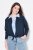 Ulla Popken 827116 Bolero cu guler înalt din amestec de in Bleumarin - Bolerouri - 