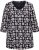 Ulla Popken Snowflake Print 3/4 Sleeve A-Line Tee Black - Tricouri imprimate pentru femei - 