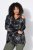 Ulla Popken 842758 Geacă din polar cu flori și glugă Neagră - Haine fleece - 