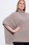 Ulla Popken 844996 Poncho reiat din merinos cu guler pe gât Maro deschis - Ponchouri și pelerine - 