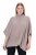 Ulla Popken 844996 Poncho reiat din merinos cu guler pe gât Maro deschis - Ponchouri și pelerine - 