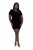 Ulla Popken 846051 Rochie din catifea cu mânecă scurtă Bleumarin - Rochii de seară - Rochii de seară marimi mari