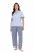 Ulla Popken 849850 Pijama în carouri Albastru deschis - Pijamale/Haine de casă - 