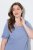Ulla Popken 850045 Pijama cu mânecă scurtă Albastru deschis - Pijamale/Haine de casă - 