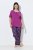 Ulla Popken 850864 Set de pijama din 3 piese în carouri Violet - Pijamale/Haine de casă - 