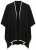 Ulla Popken 851127 Poncho tricotat deschis cu bordură de strasuri Neagră - Ponchouri și pelerine - 