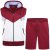 Kam Jeans TS006 Retro Pannelled Tracky Set (Shorts/Sleeveless Hoodie) Red - Treninguri - Treninguri Bărbați Mărimi Mari