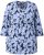 Ulla Popken Floral Print 3/4 Sleeve V-Neck Tee Navy Blue - Tricouri imprimate pentru femei - 
