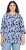Ulla Popken Floral Print 3/4 Sleeve V-Neck Tee Navy Blue - Tricouri imprimate pentru femei - 
