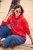 Ulla Popken TRUE Lettering Hoodie Neon Red - Pulovere & hanorace - 
