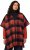 Ulla Popken Oversized Plaid Wing Collar Poncho Red Orange - Geci - 