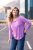 Ulla Popken Layered Look Memories Embroidered Long Sleeve Tee Amethyst - Tricouri imprimate pentru femei - 