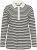 Kaffe Curve Miana Long Sleeve Polo Chalk with Black Stripe - Tricouri polo - 