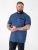 D555 Murray Printed Jacquard Collar & Cuff Short Sleeve Polo Blue - Tricouri polo - Tricouri Polo Bărbați Mărimi Mari