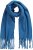 Ulla Popken Trendy Boucle Yarn Fringe Knit Scarf Teal Blue - Accesorii - 