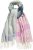 Ulla Popken Cozy Lettering Fringed Scarf Pink and Blue - Accesorii - 