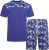 Kam Jeans 5002 Palm Tree Panel Tee And Short Set Electric Blue - Tricouri - Tricouri Bărbați Mărimi Mari