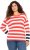 Ulla Popken Mixed Stripe Long Sleeve Sweater Hibiscus Red - Pulovere & hanorace - 