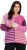 Ulla Popken Patchwork Striped Long Sleeve V-Neck Sweater Raspberry - Pulovere & hanorace - 