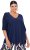 Ulla Popken Oversized 3/4 Sleeve V-Neck Sweater Navy - Pulovere & hanorace - 