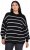 Ulla Popken Oversized Striped Balloon Sleeve Sweater Black - Pulovere & hanorace - 