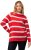 Ulla Popken Stripe Fine Knit Turtleneck Sweater Light Red - Pulovere & hanorace - 