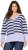 Ulla Popken Split Stripe Long Sleeve V-Neck Sweater Blue Grey - Pulovere & hanorace - 