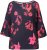 Ulla Popken Botanical Print Cold Shoulder Top Black - Tricouri - 